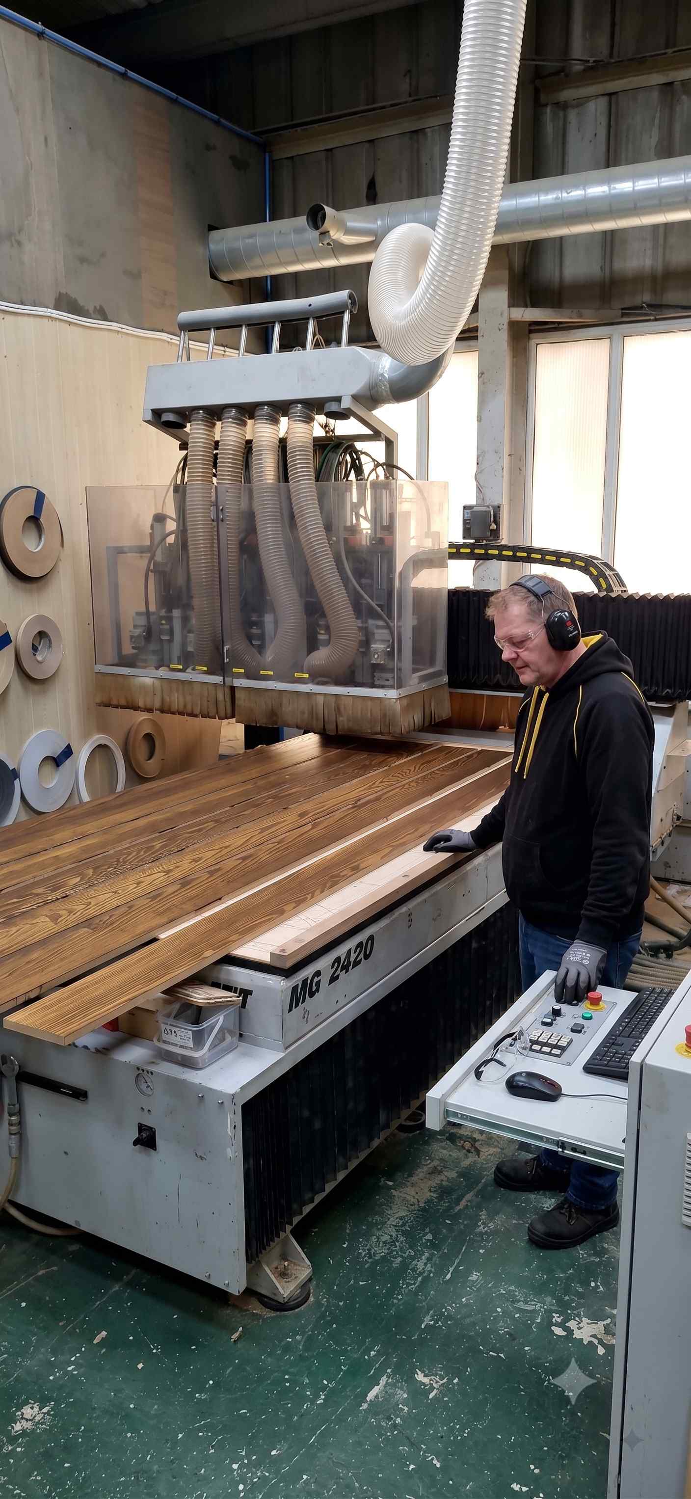 CNC precision machining in M2M joinery workshop