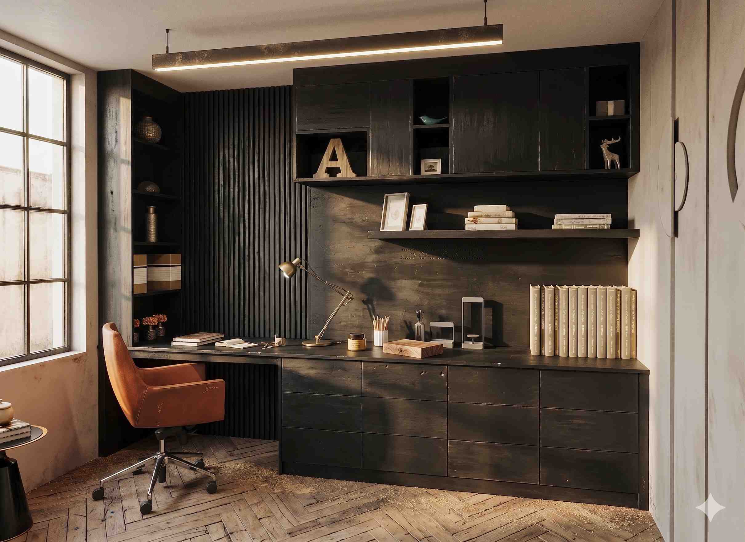 Floor-to-ceiling home office storage and fitted cabinetry